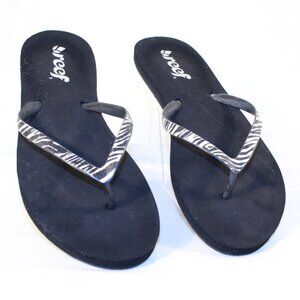 Reef Size 8/9 Black Zebra Stargazer Luxe Foam Footbed Flip Flop Thong Sandals